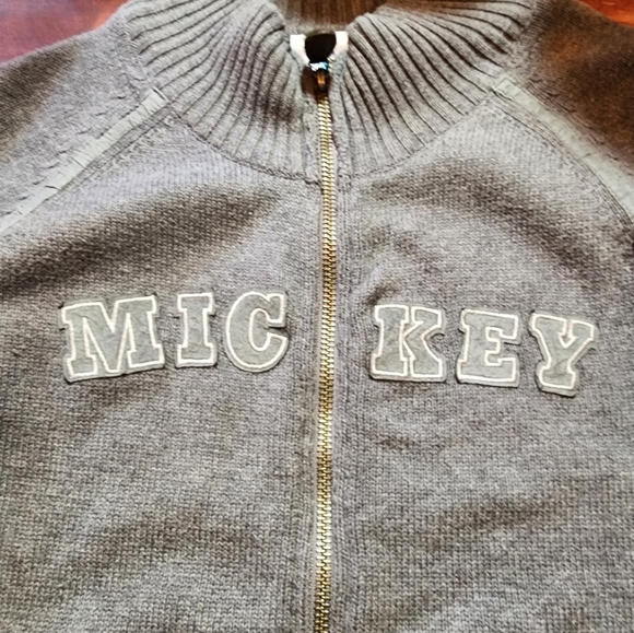 Disneyland Resorts Youth Mickey Spell Out Zip Up Elbow Patches Sweater Sz.S - Picture 6 of 6